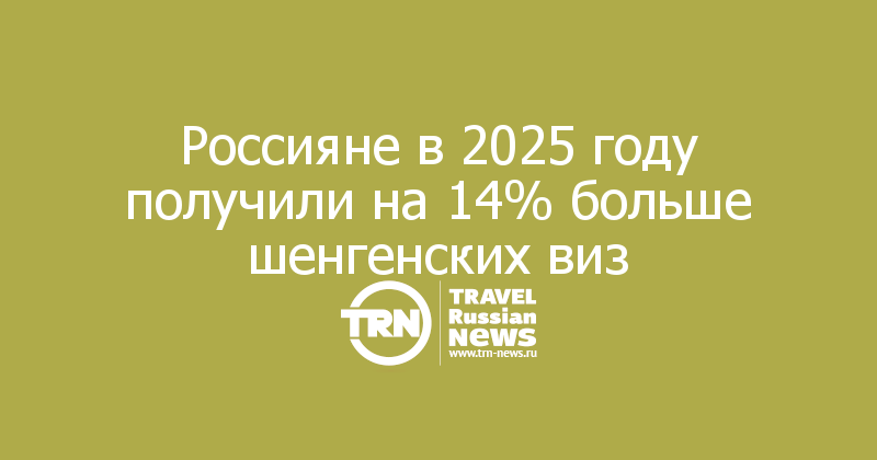 Россияне в 2025 году получили на 14% больше шенгенских виз