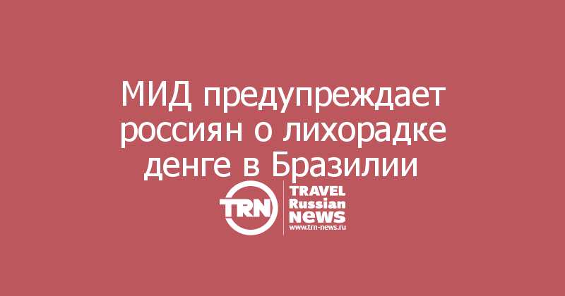 МИД предупреждает россиян о лихорадке денге в Бразилии