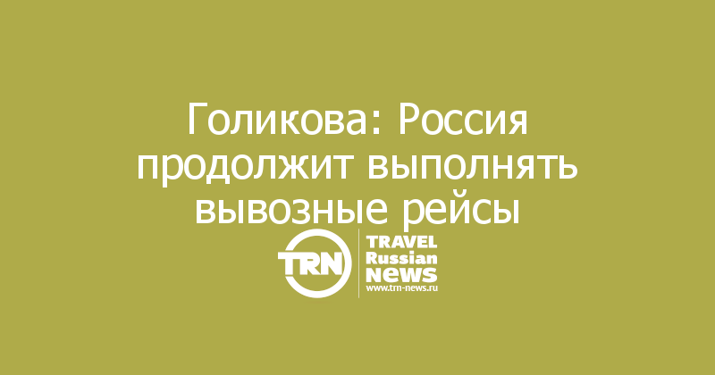 Голикова: Россия продолжит выполнять вывозные рейсы 